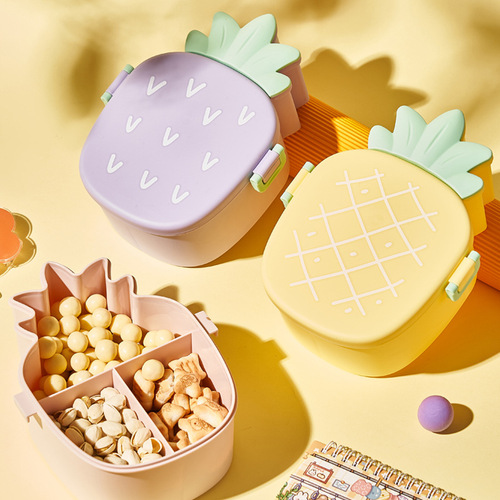New pineapple shape candy box children's cute divided nut snack storage box portable lid food box