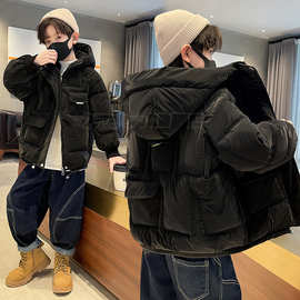 儿童装男童棉服冬装2025新款中大童加厚棉袄冬季羽绒棉衣外套