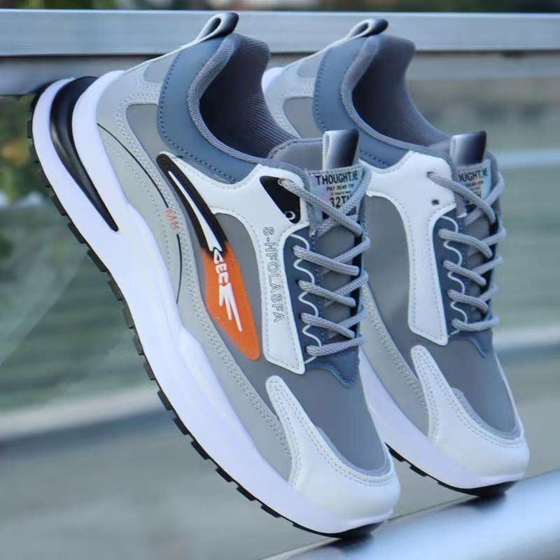 Męskie modne jesienno-zimowe nowe, swobodne, miękkie podeszwy, czarne skórzane buty sportowe do biegania, buty dla taty_voghion.com