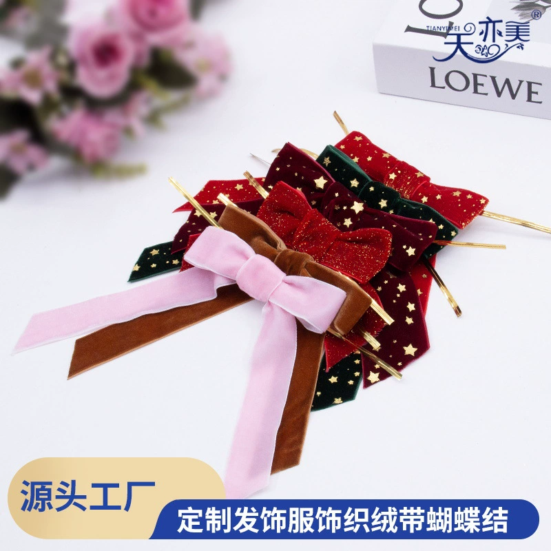 [Tianyi Mei] Бархатные галстуки-бабочки по индивидуальному заказу различных спецификаций, детские праздничные аксессуары для волос, золотые бархатные банты.