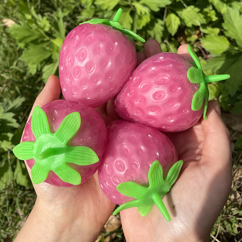 Simulated color-changing strawberry pinch and vent ball fruit decompression tofu ball pinch and vent children's toy