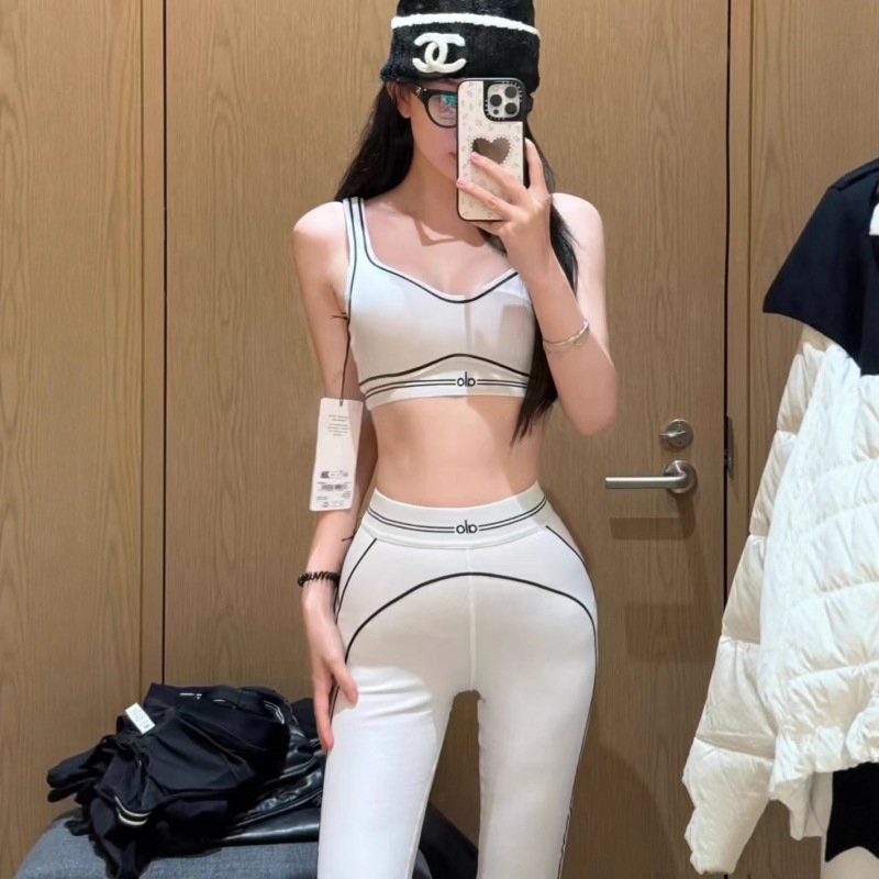 Cross-Border Al Brand Multi-Line Yoga Set Women's Fitness Clothing Tight-Fitting High-Waisted Yoga Pants Sports Two-Piece Set