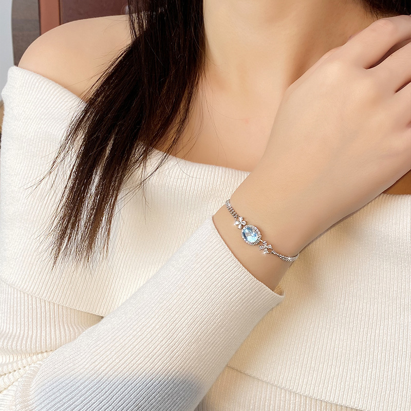 Alta calidad sin decoloración S925 plata esterlina topacio natural amatista amarilla tesoro color pulsera pulsera joyería al por mayor