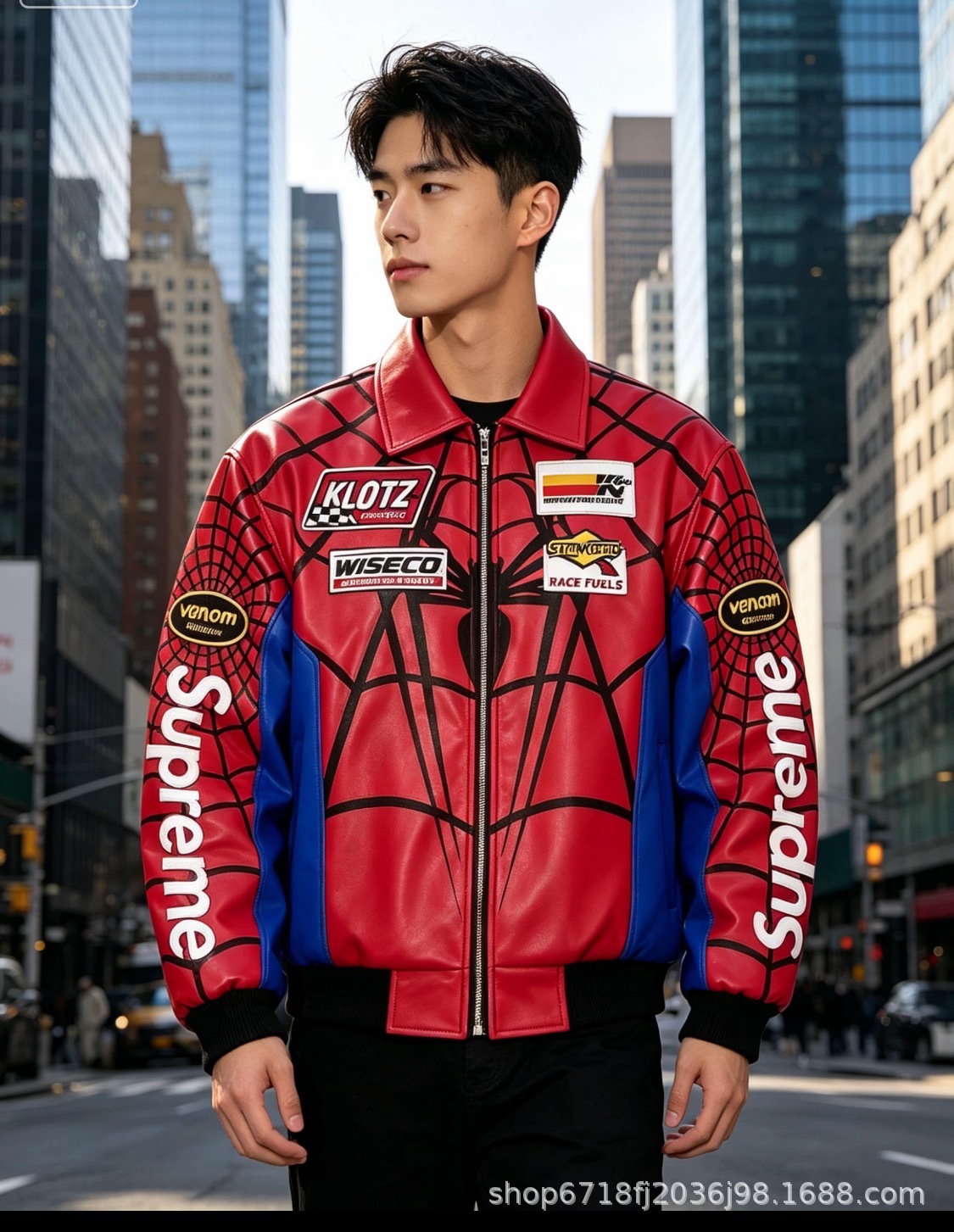 Supreme Vanson Leathers Spider-Man Leather Jacket Red