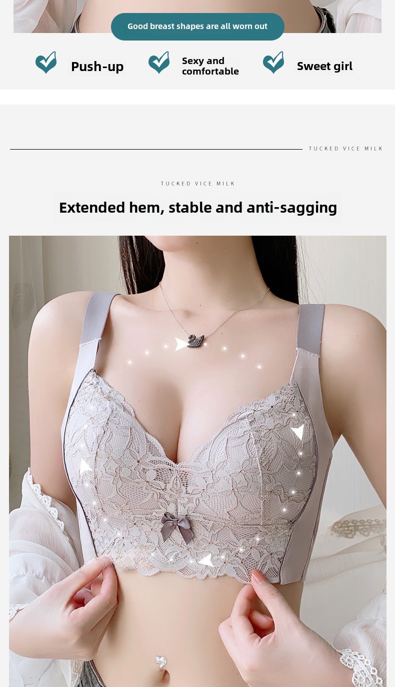 Große Größen Unterwäsche Damen Dünner Push-Up Verstellbarer Brustverschluss für dicke Mädchen Kleine Größe Mädchen Latex Spitzen-BH_voghion.com