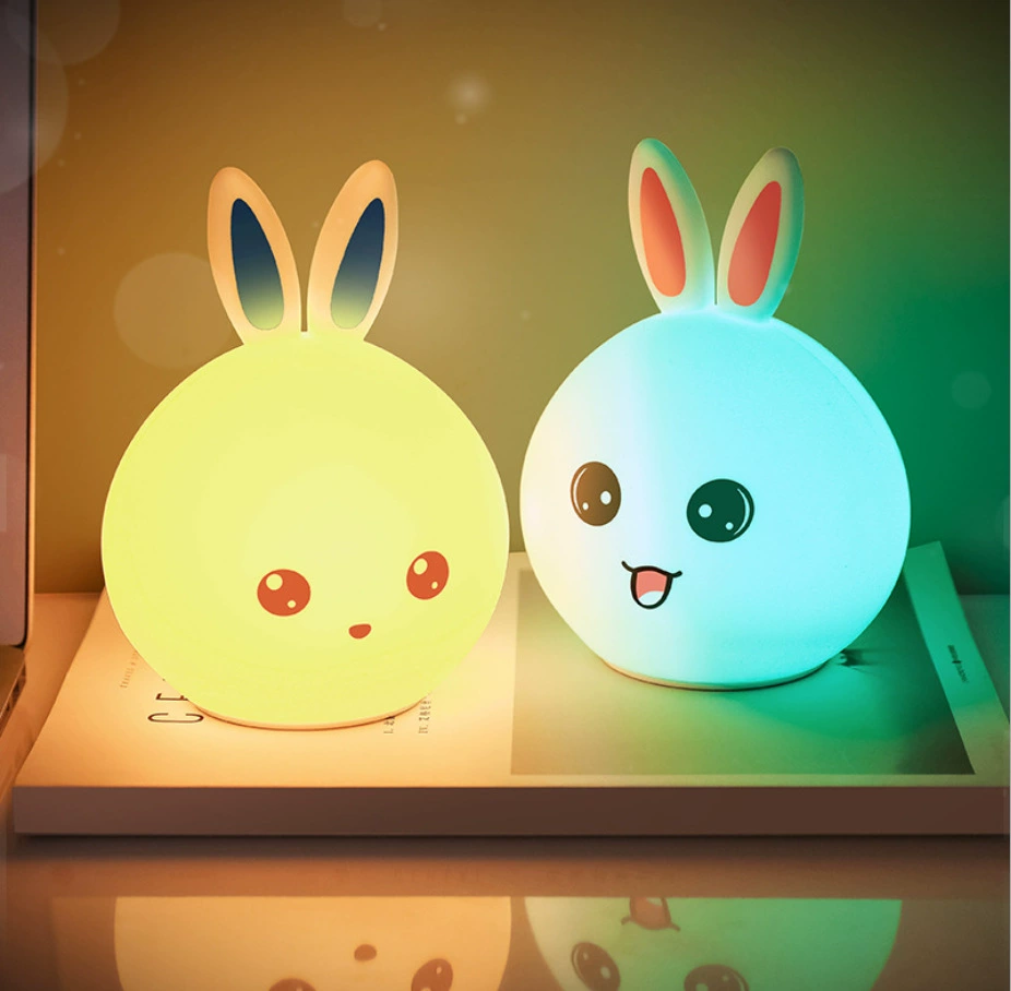  Cartoon creative silicone night light USB charging LED colorful voice-controlled silicone atmosphere pat light mini