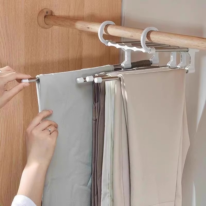 Pantalones plegables percha de ropa multifuncional percha de pantalones casero armario de almacenamiento mágico