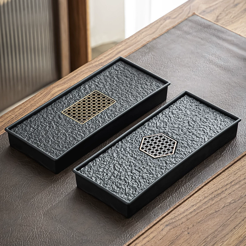 Чайный набор для кунг-фу, небольшой чайный столик, поднос для чая, дренажный сухой пузырьковый столик, простой поднос для хранения воды, имитация черного золотого камня, поднос для чая