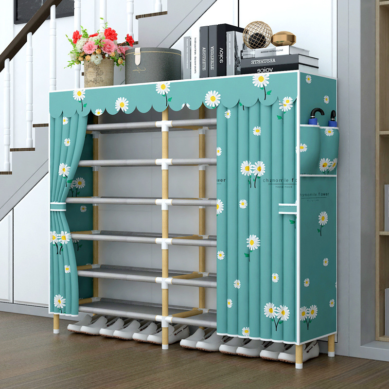 鞋架鞋柜防尘实木牛津布家用门口经济型多层特价简易大收纳鞋架子