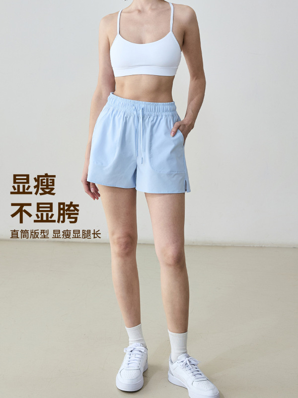 夏の通気性レジャースポーツパンツ女性速乾ひも三分ズボンゆるい大ポケット屋外ランニングフィットネスパンツ|undefined