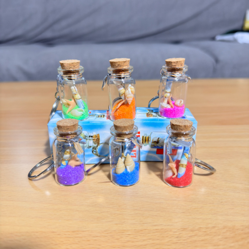 Ocean Drift Bottle Wishing Bottle Creative Glass Bottle Keychain Conch Shell Small Gift Seaside Travel Souvenir Ocean Drift Bottle Wishing Bottle Creative Glass Bottle Keychain Conch Shell Small Gift Seaside Travel Souvenir