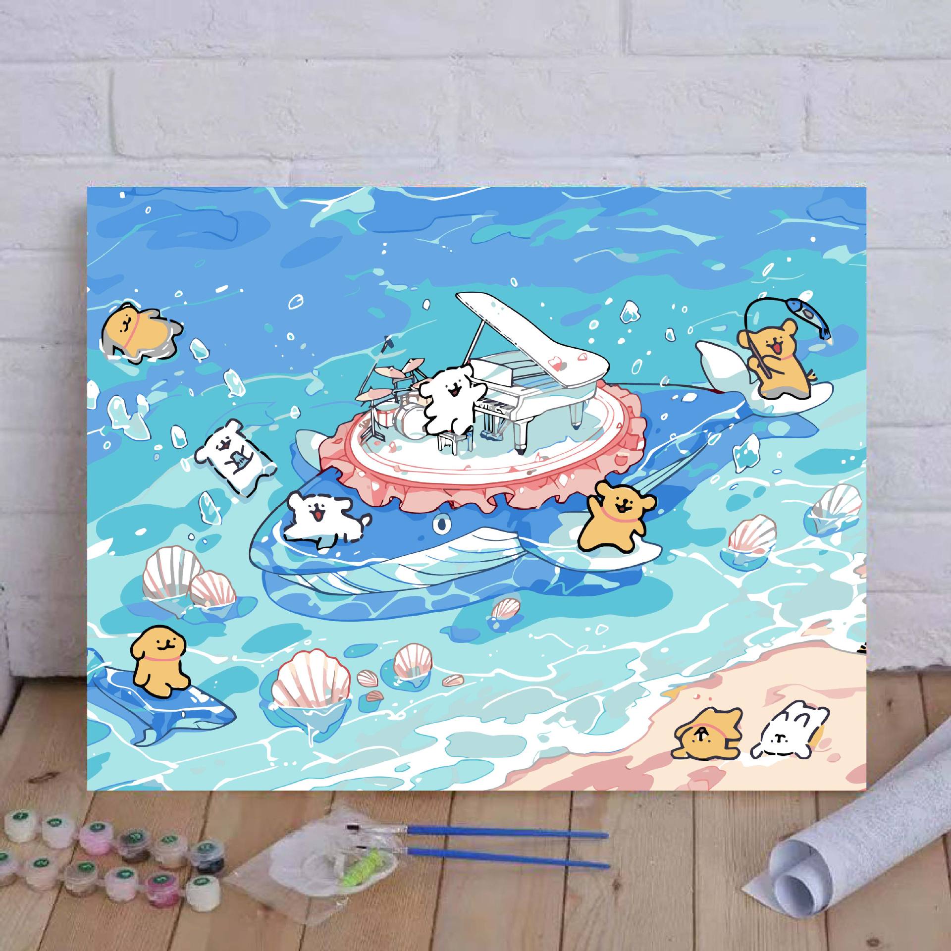 Líneas perros pinturas al óleo digital hechas a mano DIY pinturas de relleno encantadoras desencompresas pinturas al óleo de dibujos animados acrílicos pinturas colgantes pintadas a mano