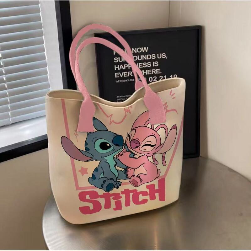 ステッチ キャンバスバッグ かわいいプリント 漫画 多用途 スクエア 立体 キャンバスバッグ 周辺ハンドバッグ|undefined