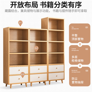 实木书架客厅落地靠墙转角置物架家用日式窄立柜胡桃木色展示书柜-阿里巴巴