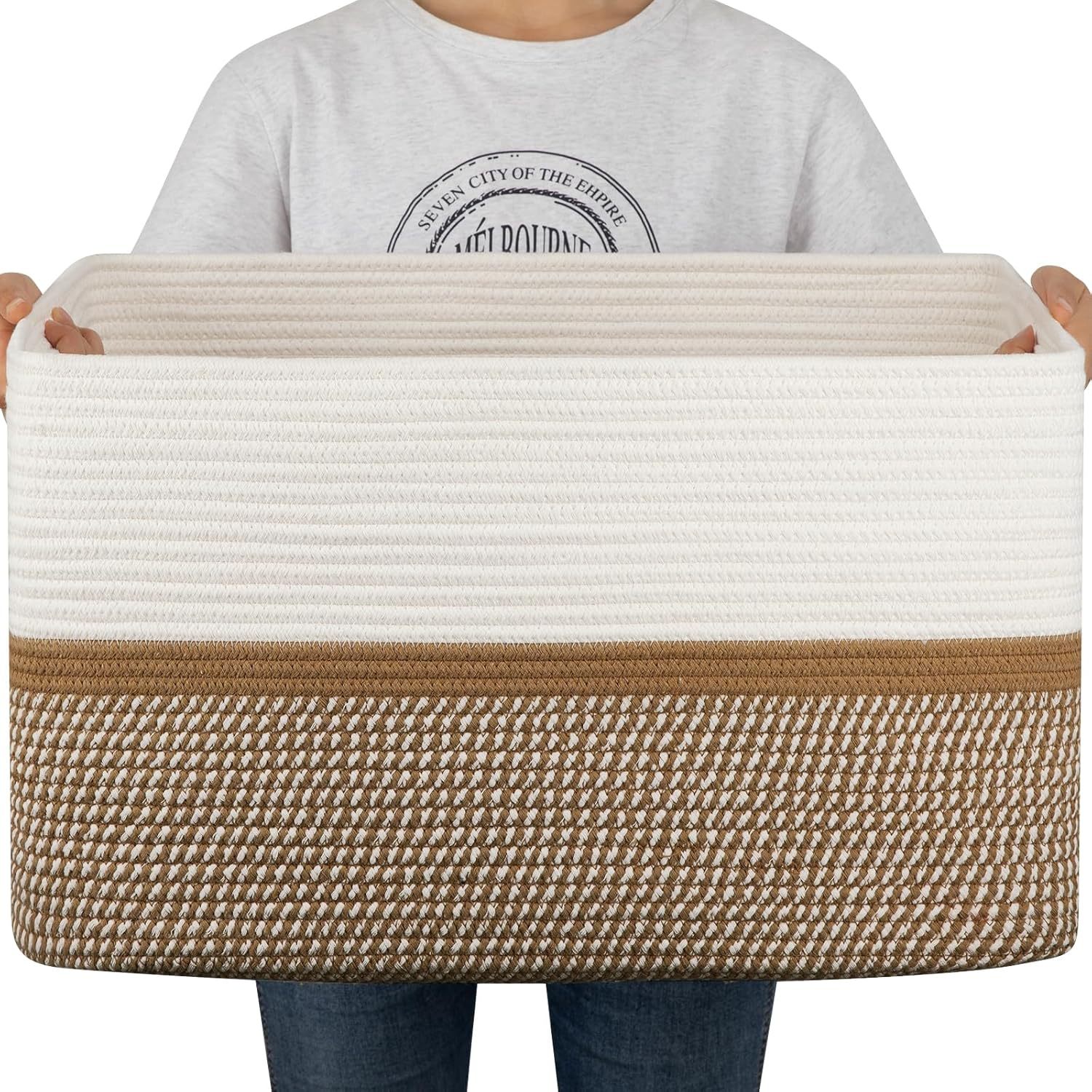 Fábrica directa gran tela de algodón trenzada canasta de ropa sucia canasta de almacenamiento de juguetes armario de dormitorio canasta de almacenamiento plegable