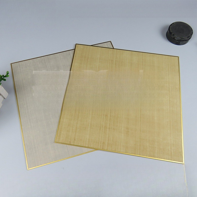 绢面卡纸半生熟复古笺仿绢布纹方形整面空白宣纸硬书法国画软卡镜