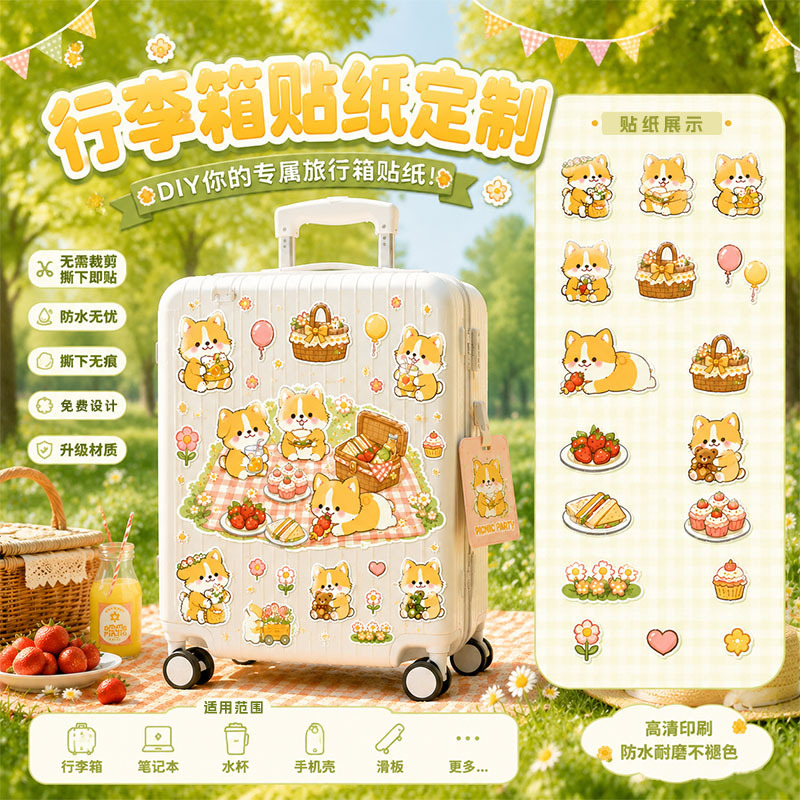 防水贴纸定制行李箱贴纸定做不干胶标签异形卡通文创贴纸diy自印