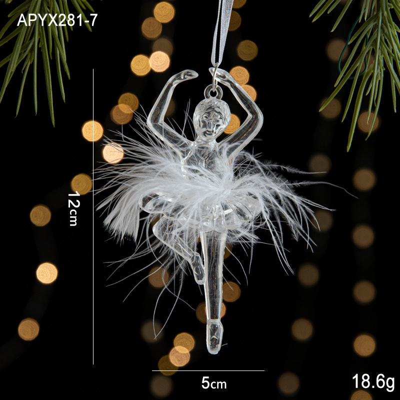 クリスタル質感Swanlaceアクリルキラキラ透明雪クリスマスツリーペンダント鈴装飾品|undefined