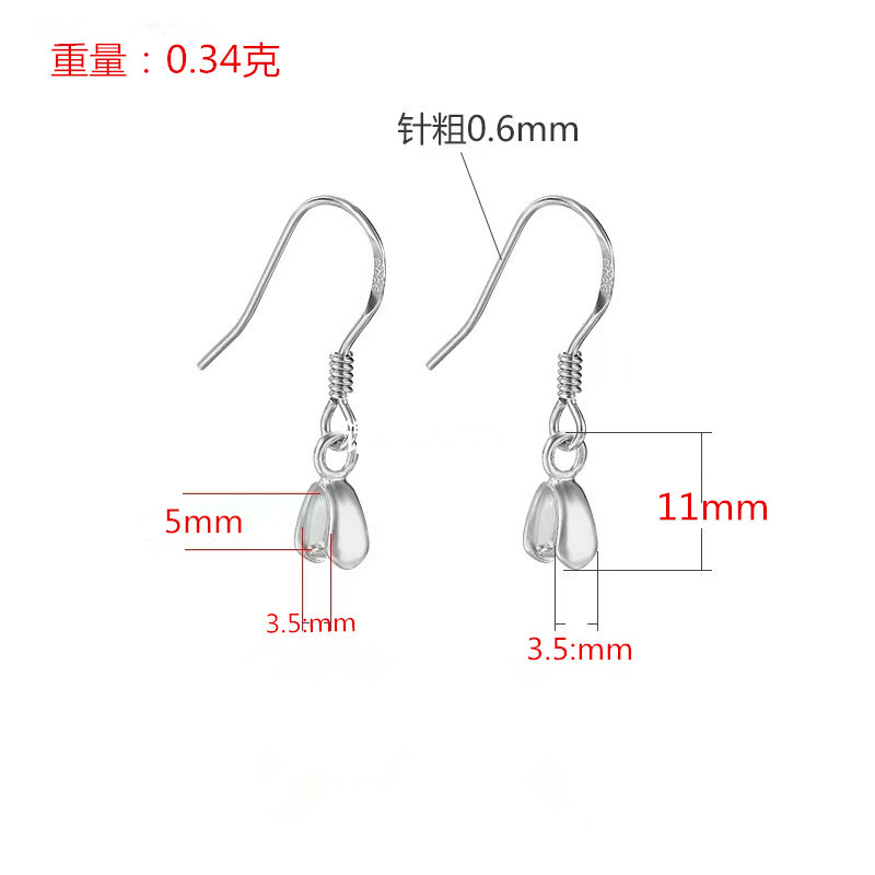 S925 Silver Ear Hook Jade Pendant Clip Earrings Jade Buckle Head Ear Needle Jade Crystal Necklace Card Buckle Head diy Accessories Batch
