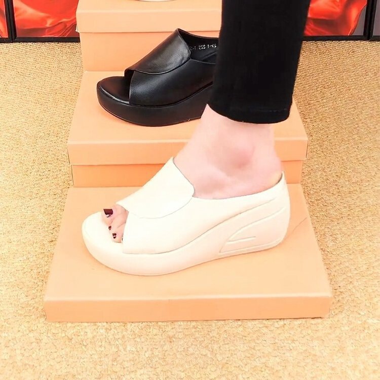 Thick Bottom High Heel Sandals and Slippers for Women 2025 Summer New Style Soft Bottom Elevated Fish Mouth Mother Sandals and Slippers Soft Bottom