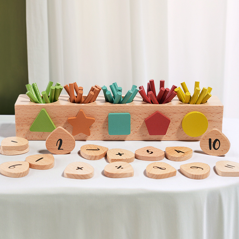 Cross-border early education main axis box children's shape recognition matching color recognition blocks intellectual development box wooden toy