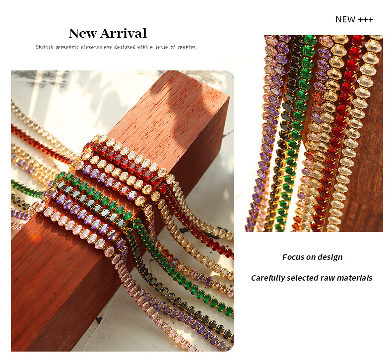 Ethnic Style Geometric Titanium Steel Zircon Bracelets Necklace