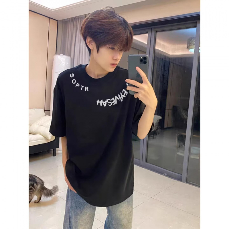 American High Street Fashion Brand Plus-Size Short-Sleeve T-Shirt for Men, Summer Youth Trendy Loose Versatile Half-Sleeve Top