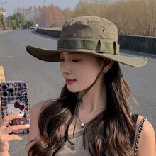 出游登山帽女士遮阳帽户外超大檐渔夫帽太阳帽男士钓鱼防晒帽夏季