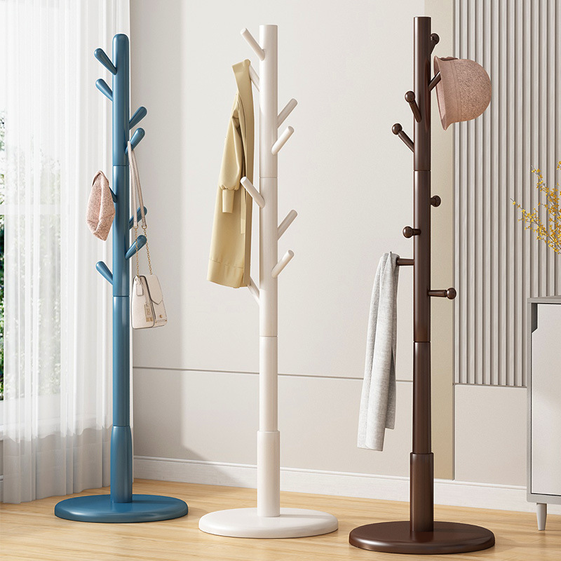 簡約實木衣帽架掛包架落地臥室內家用現代簡易收納置物架衣服杆子