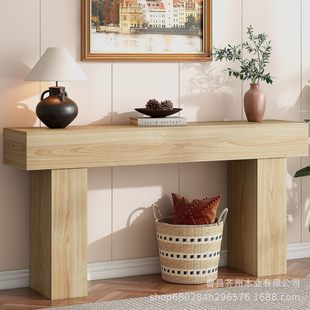 Log-Style Console Table, Hallway Side Table, Living Room Entrance Non-Solid Wood Decorative Table, American Retro Console