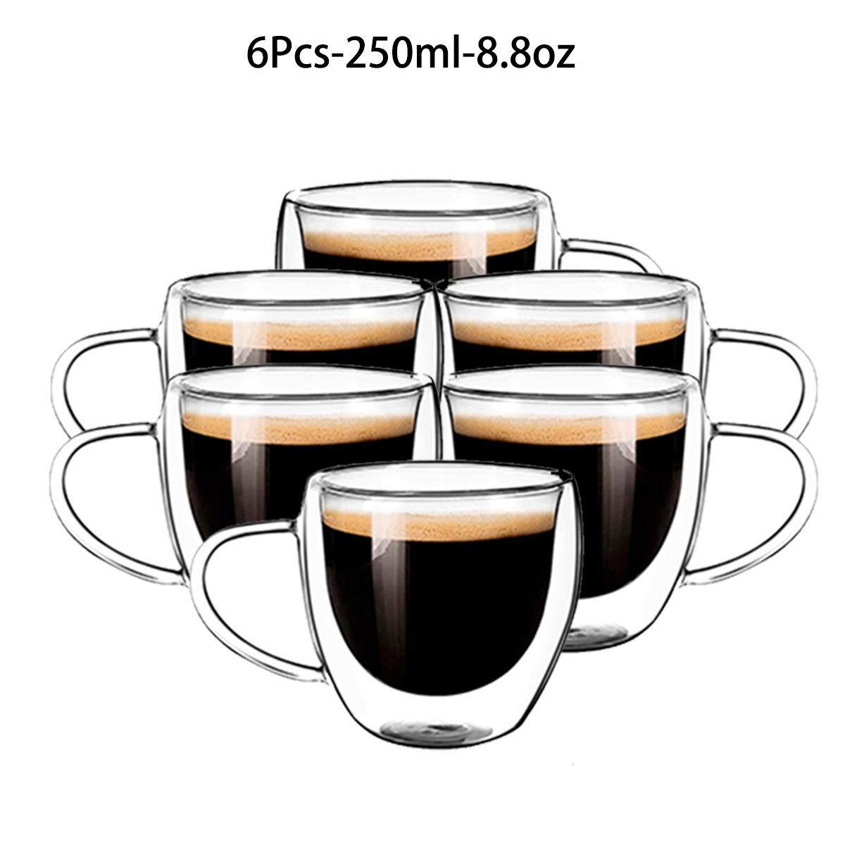 Taza de café antiescaldado de aislamiento térmico de doble capa con asa de una pieza transfronteriza