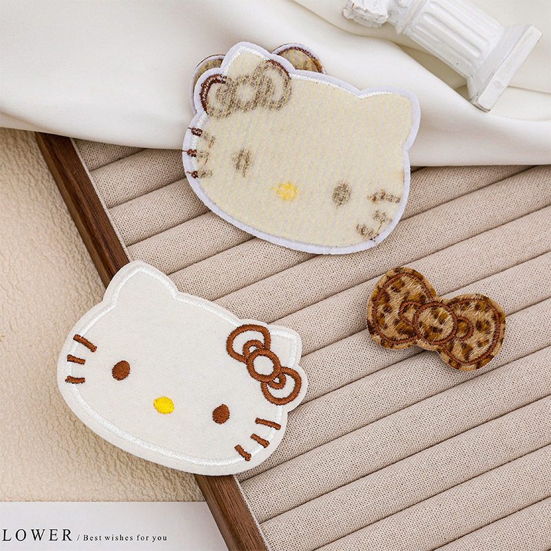 New Kt Bow Embroider Cloth Stickers Hair Accessories Handmade DIY Velcro Shoes, Socks, Hats and Bags Decorative Stickers Accessories
