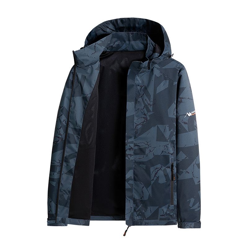 Chaqueta de hombre Primavera y otoño Chaqueta a prueba de agua y viento Chaqueta de camuflaje de tendencia de ocio y deportes al aire libre para hombre