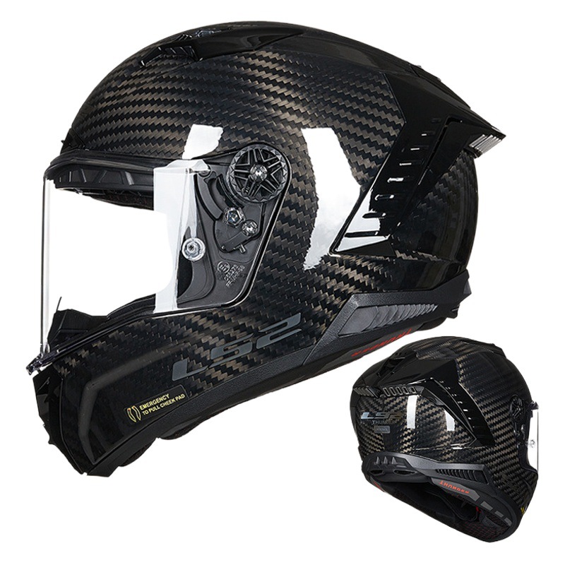 LS2 fibra de carbono casco de la motocicleta de los hombres y las mujeres de carreras de motos casco completo Four Seasons universal verano trueno Feng FF805