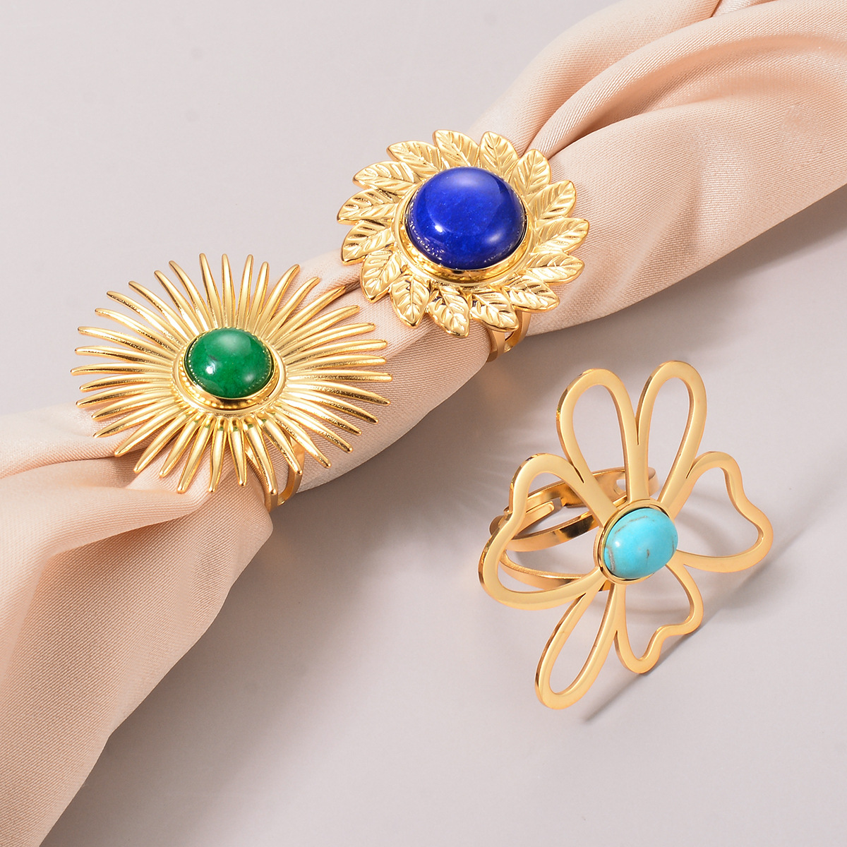 7g Weight Vintage Style Ethnic Style Flower Stainless Steel Plating Open Rings