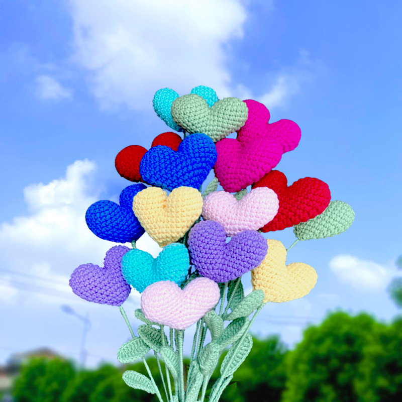 手工编织玫瑰花束毛线自制钩针diy材料包成品花朵情人节女友礼物