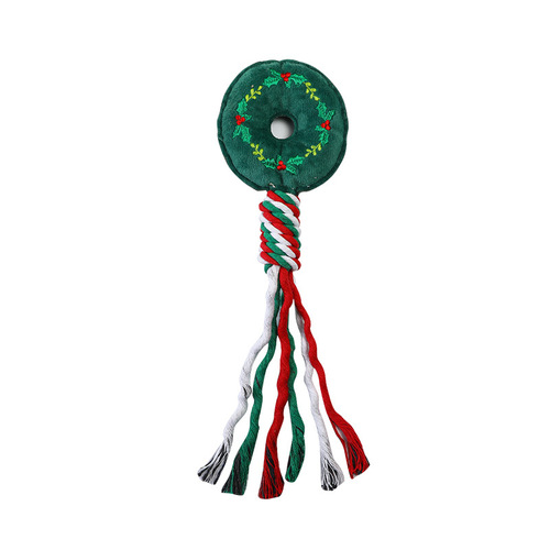 New Cross-border Christmas Cotton Rope Pet Plush Toy for Chewing and Biting, Cartoon Self-Having Dog Toy, Cat Supplies