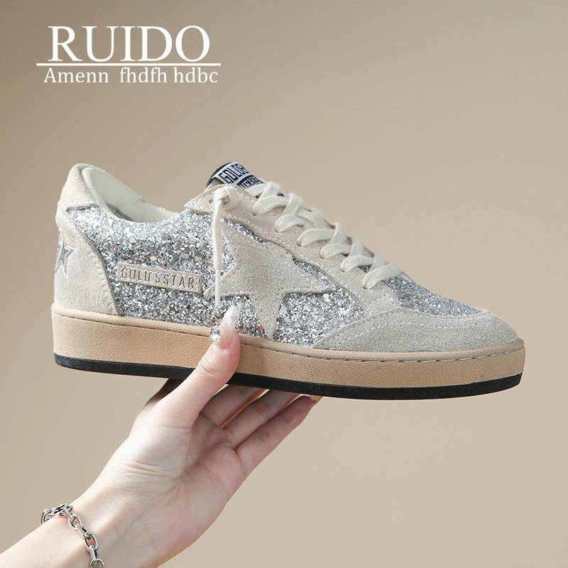 Корейские маленькие грязные туфли женские новые старые звезды блестки