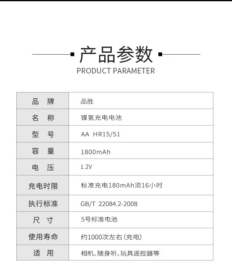 Pinsheng rechargeable battery No.5 No.7 Ni-MH battery AA card electric digital camera toy ktv microphone special wholesale