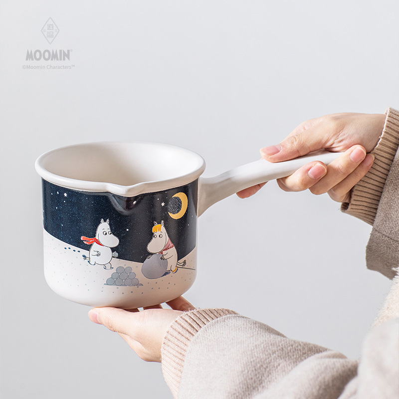 姆明Moomin陶瓷家用单柄多功能奶锅电陶炉明火泡面锅家用炖锅汤锅