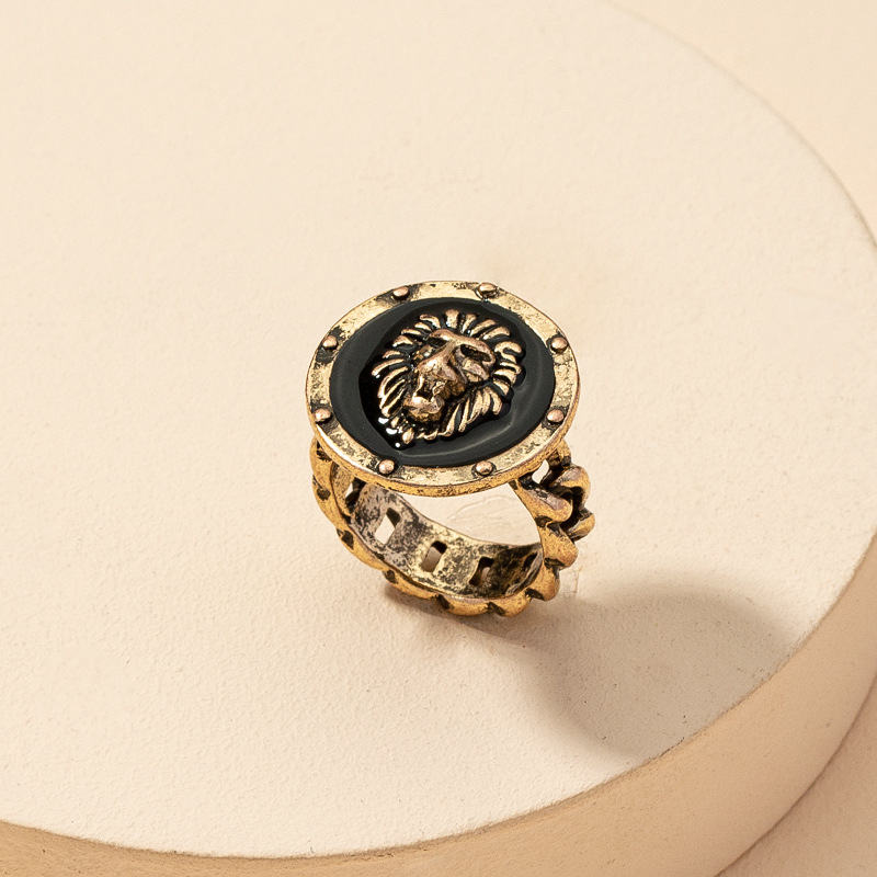 Fashion Simple Lion Head Retro Ring display picture 7