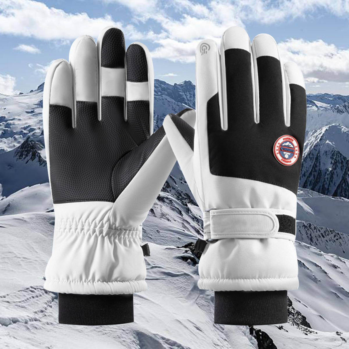 冬季加绒加厚滑雪手套男女户外防风防寒骑行手套分指触屏保暖手套