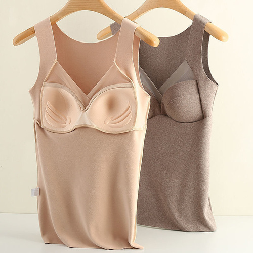 Women's thermal vest winter Internet celebrity plus velvet velvet underwear for women with chest pad bottoming autumn clothes plus size tops wholesale