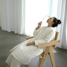 原创东方美学纸感斜襟加厚旗袍 轻中式清冷压条夹棉连身裙L22372