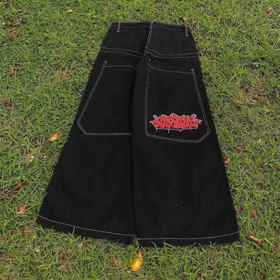 Свободные джинсы JNCO Y2K Harajuku в стиле хип-хоп, винтажные уличные мужские повседневные широкие джинсовые брюки