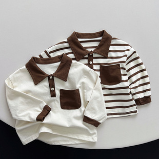 Children's Clothing Boys Autumn New Polo Shirt Korean Baby All-match Autumn Jacket Children's Contrast Color Clothes Base Shirt