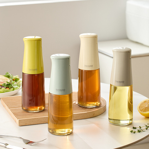 Self-designed automatic opening and closing oil pot glass oil bottle kitchen food grade condiment bottle without oil hanging gravity oil pot