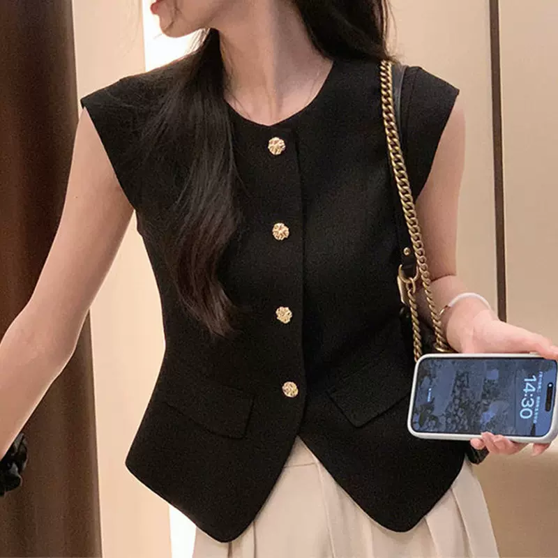 女装小香风黑色马甲女2026夏季新款韩版薄款外穿坎肩无袖背心上衣
