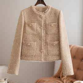 秋季新品亚马逊欧美外贸批发女装粗纺纯色休闲上衣短外套女