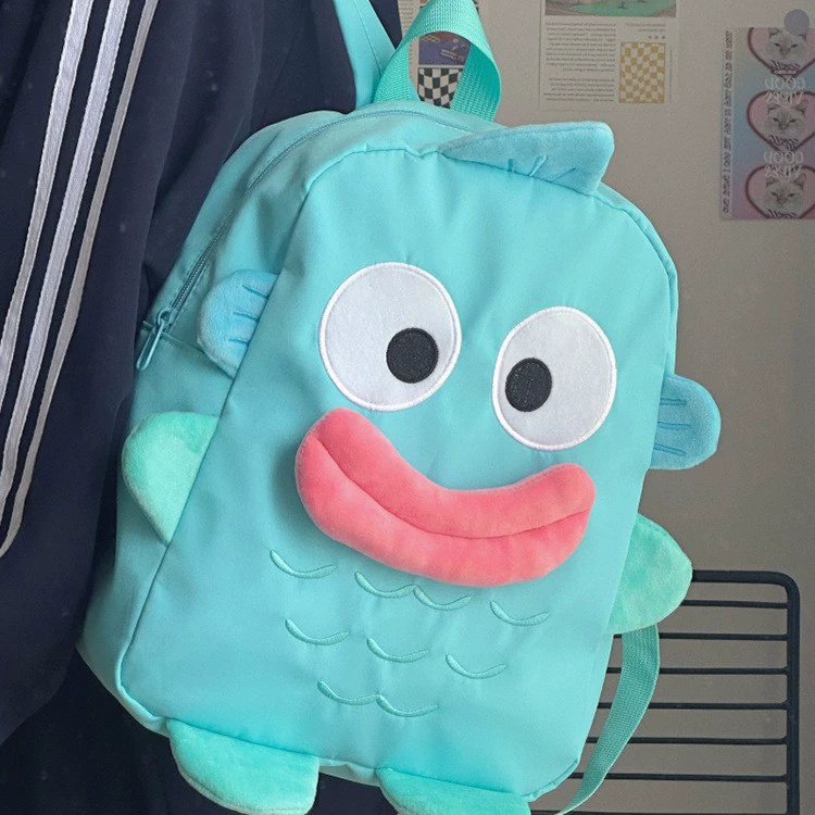 Смешная студенческая сумка на плечо 2024 новая сумка милый мультфильм мультфильм клоун рыба большая емкость уродливая сумка